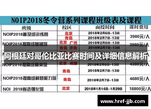 阿根廷对哥伦比亚比赛时间及详细信息解析