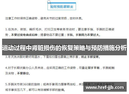 运动过程中肾脏损伤的恢复策略与预防措施分析 运动过程中肾脏损伤的恢复策略与预防措施分析