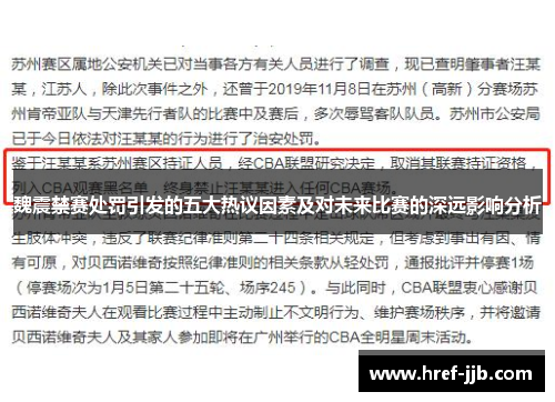 魏震禁赛处罚引发的五大热议因素及对未来比赛的深远影响分析
