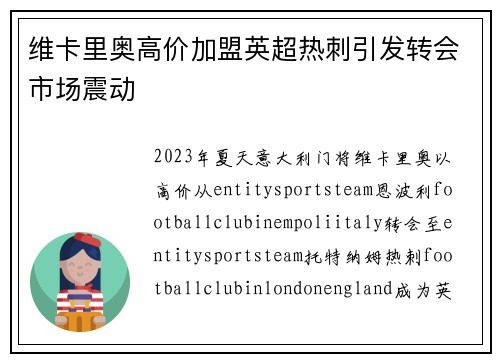 维卡里奥高价加盟英超热刺引发转会市场震动 维卡里奥高价加盟英超热刺引发转会市场震动